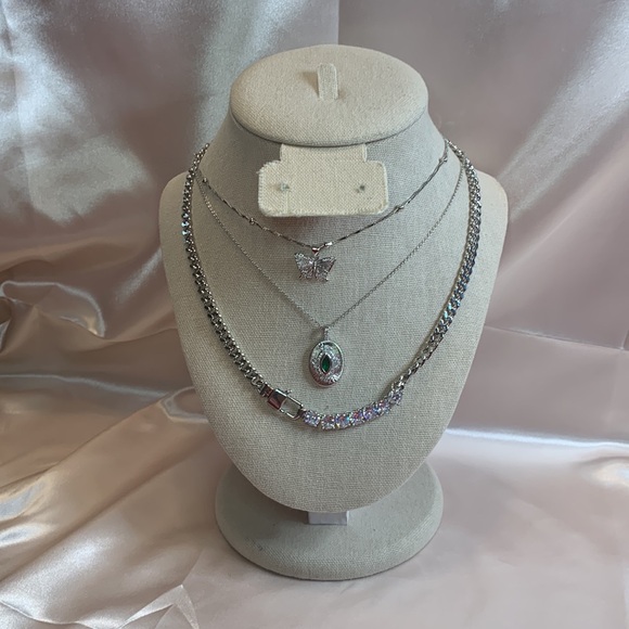 3 PC Set - NEW Pretty Bird Real White Gold Plated Necklaces 16-18" - Picture 4 of 15